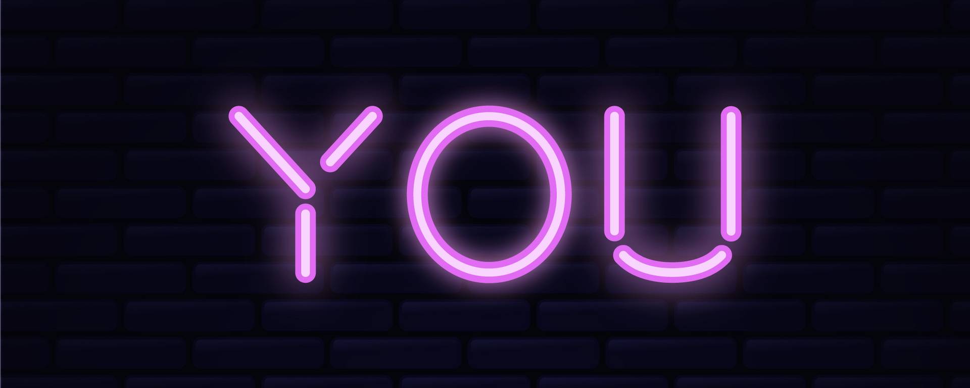 The word 'YOU' in neon lights